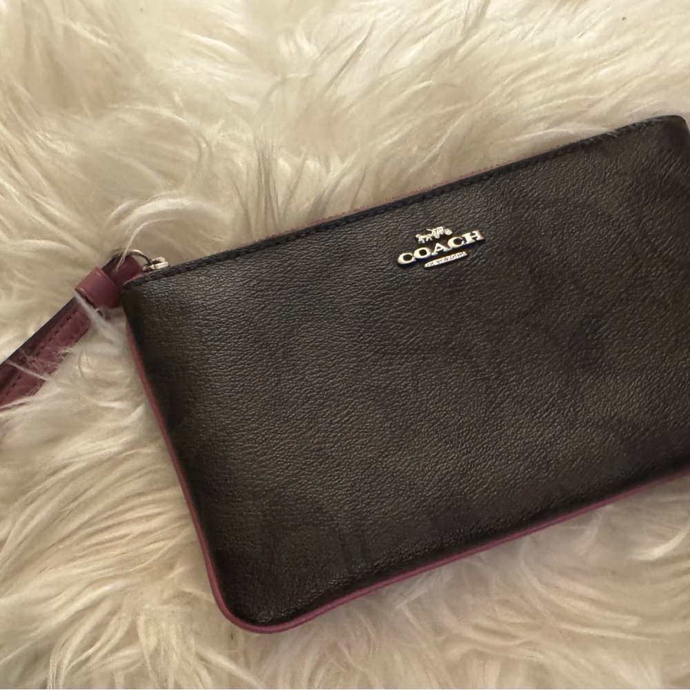 Coach Dark Brown and Pink Wristlet *AUTHENTIC*
